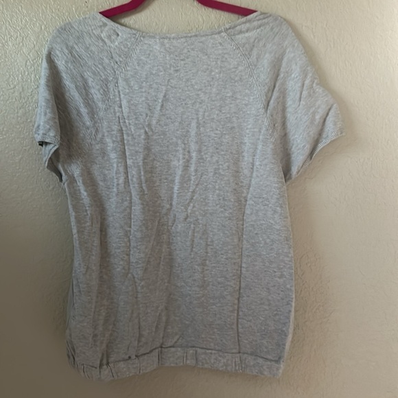 ANTHROPOLOGIE MOTH Gray Knit Shirt Short Sleeve Elastic Waist w Pocket - Picture 4 of 5